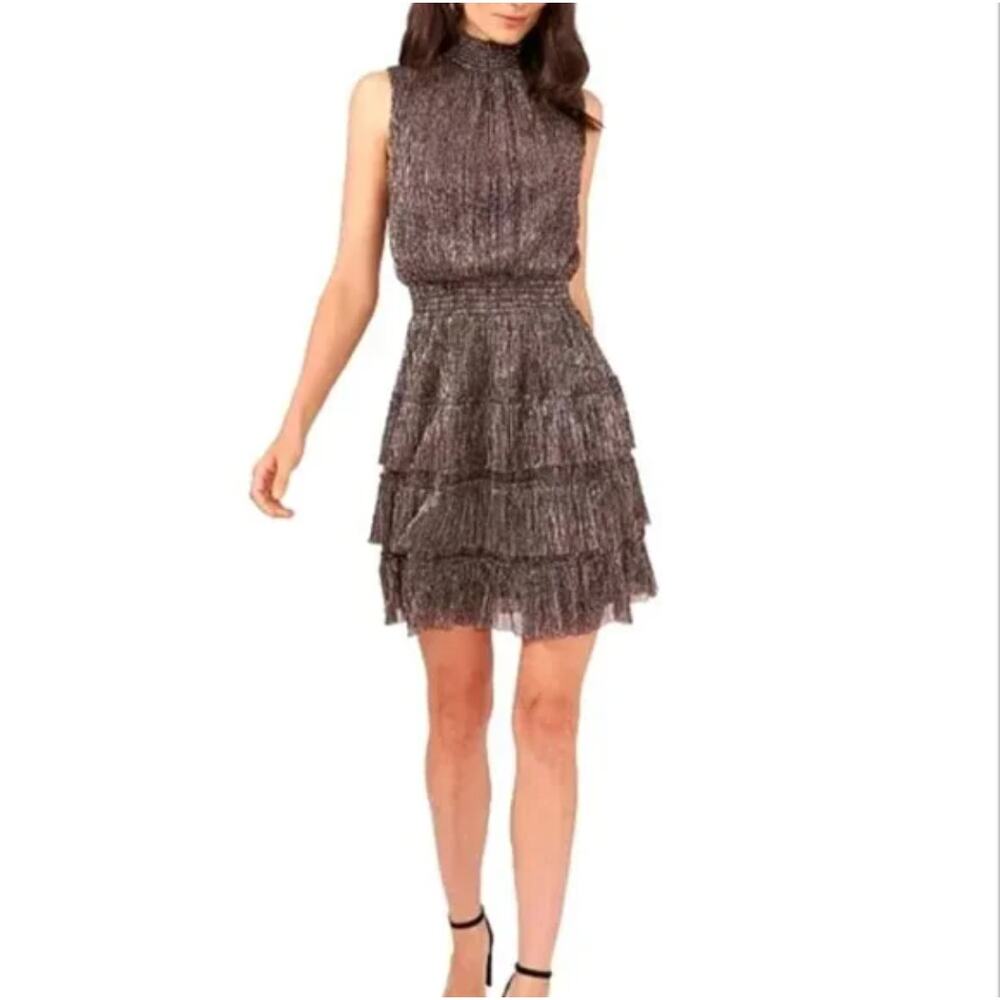 1. State Metallic Tiered Mini Dress in Pewter